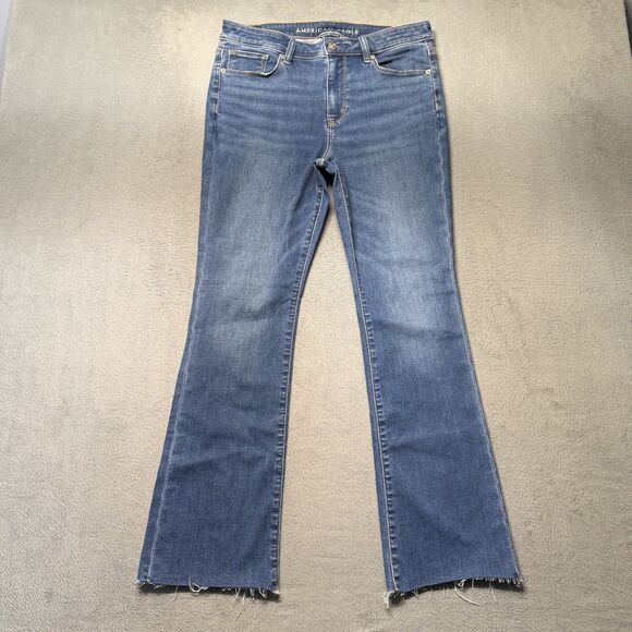 American Eagle Outfitters Denim - American Eagle Womens 10 Short High Rise Skinny Kick Jeans Blue Raw Hem Denim